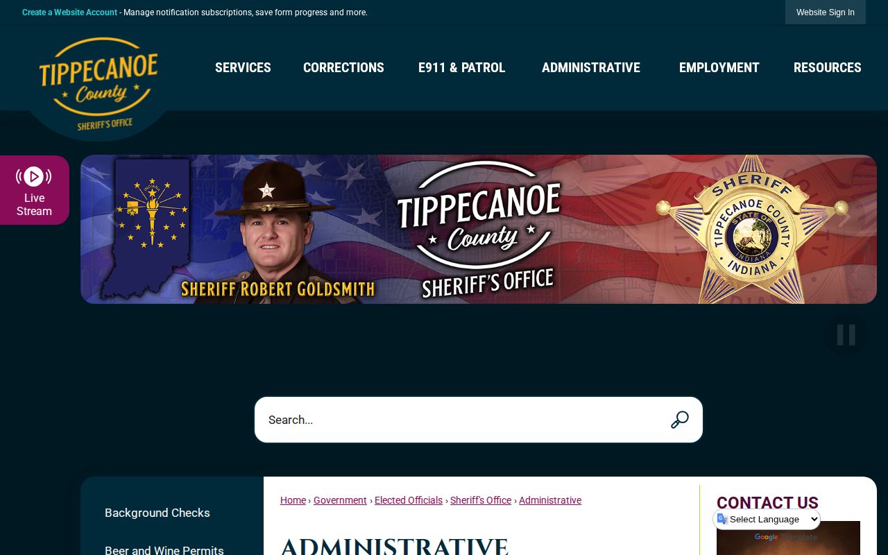 Tippecanoe County arrest and booking records request page